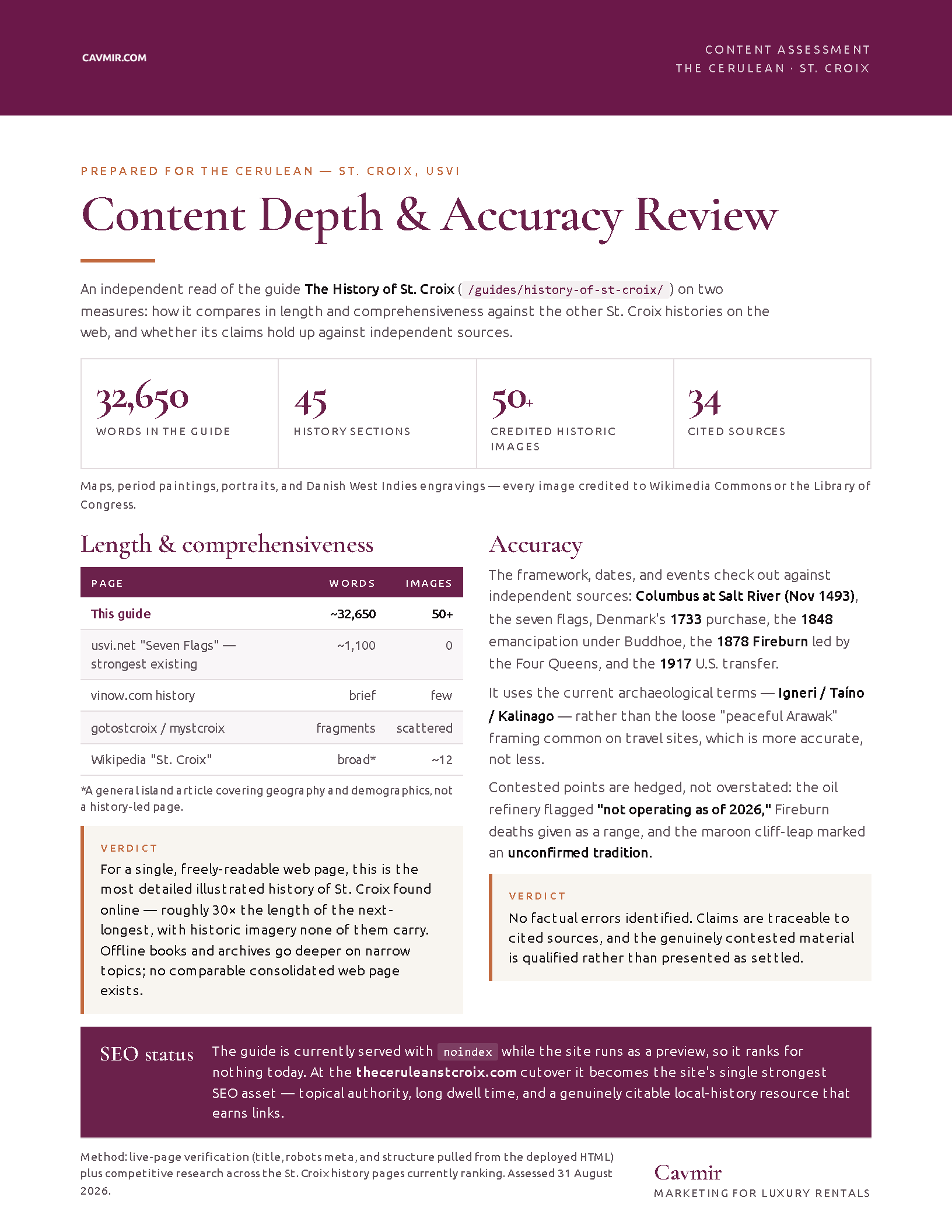 History Page content review — cover